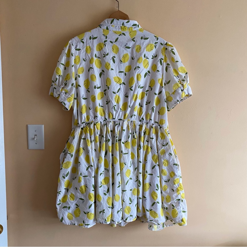 eShakti Lemon Print Dress Woman 2X Pockets Button Front Fit & Flare Cottagecore - Picture 3 of 12